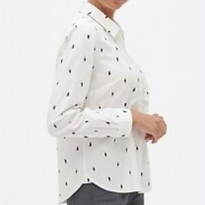 Banana Republic KITTY CAT ButtonUp Shirt S Quirky Retro Dopamine Academia Girly